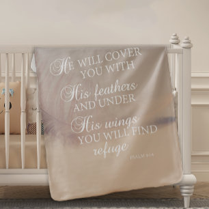 Bible verse psalm 91:4 feathers inspirational gift baby blanket