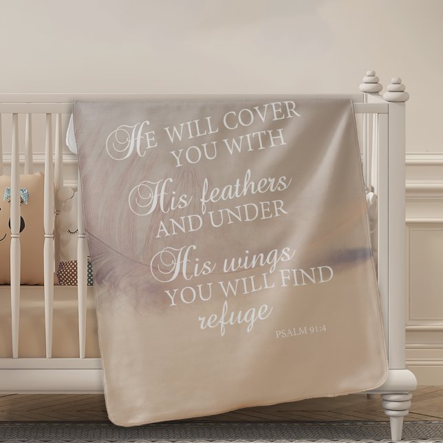 Bible verse psalm 91:4 feathers inspirational gift baby blanket (Creator Uploaded)