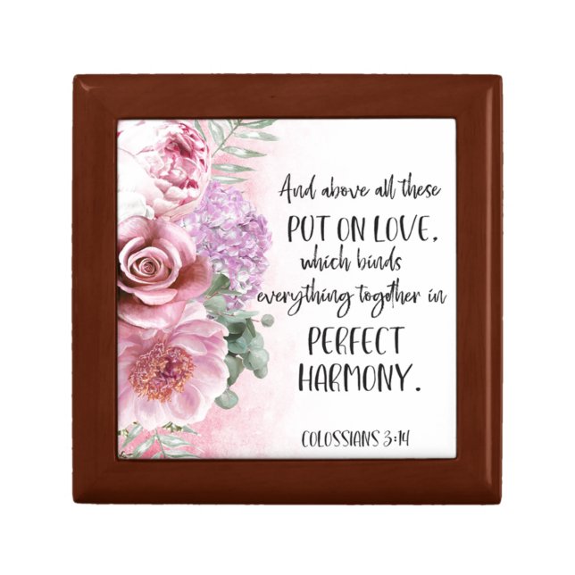 Bible Verse Psalm Floral Square Gift Box (Front)