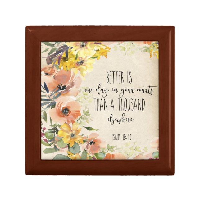 Bible Verse Psalm Floral Square Gift Box (Front)