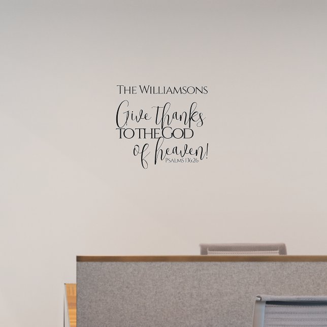 Décaloc Citation Biblique - "O Give Thanks Unto The LORD For He Is Good" - Autocollant Déco Mural Lettrage Inspirant
