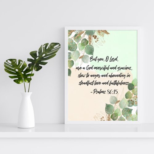 Bible verse Psalm Gold Green scripture poster