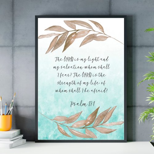 Bible Verse Psalm Leaves Scripture Poster