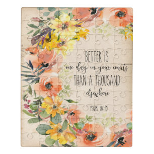 Bible Verse Psalm scripture Floral Jigsaw Puzzle