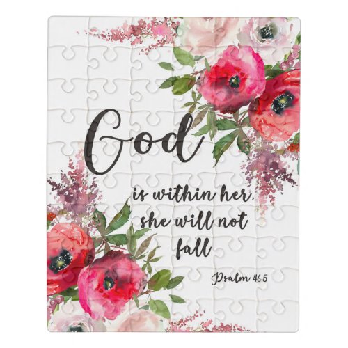 Bible Verse Psalm scripture Floral  Jigsaw Puzzle