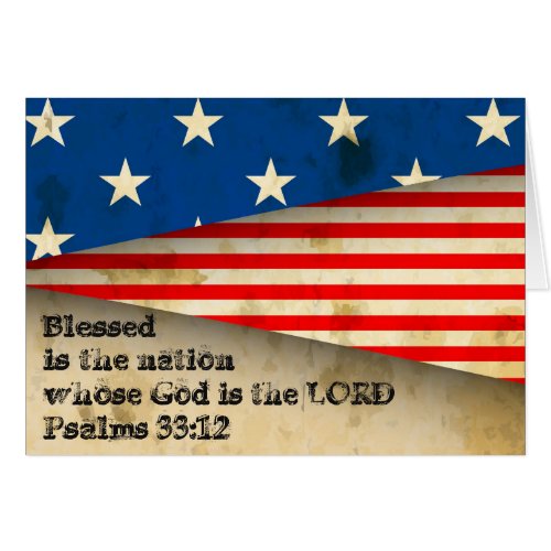 Bible Verse Psalms 3312 Vintage USA Flag Card