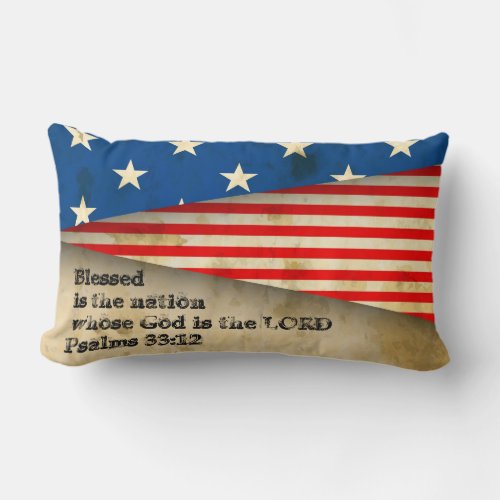 Bible Verse Psalms 3312  Vintage USA Flag Pillow