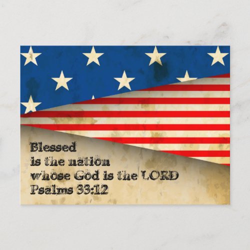 Bible Verse Psalms 3312 Vintage USA Flag Postcard
