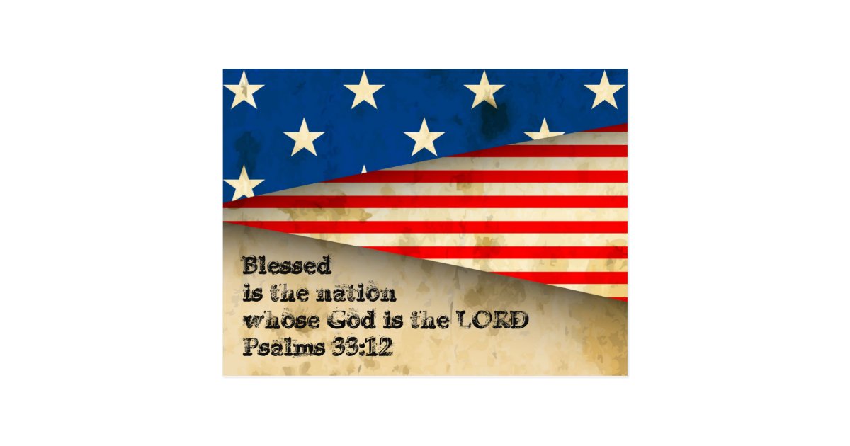 Bible Verse Psalms 3312 Vintage USA Flag Postcard Zazzle