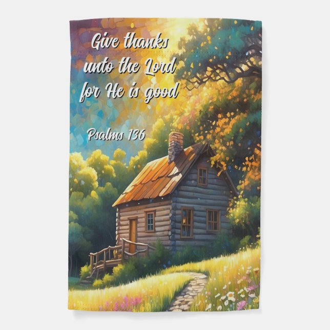 Bible Verse Psalms Give Thanks Garden Flag (Front)