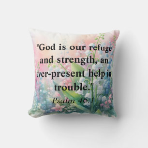 Bible verse Psalms typography floral watercolor Throw Pillow