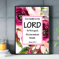 Bible Verse Purple Floral Psalm poster