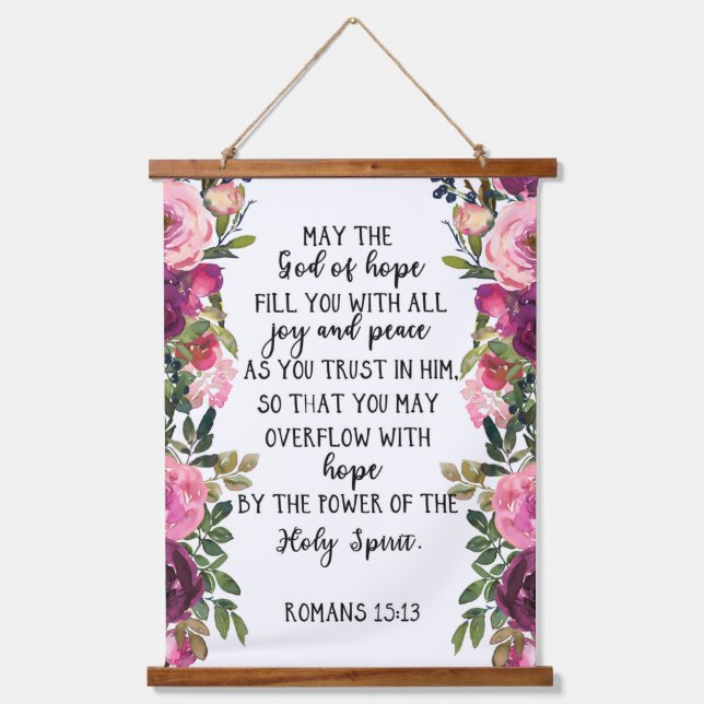 Bible verse Purple Plum Floral Wall Hanging Tapestry (Front)