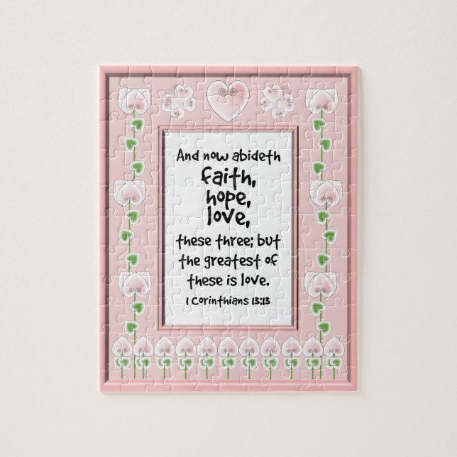 Bible Verse Puzzle - Hearts Butterflies Flowers (Vertical)