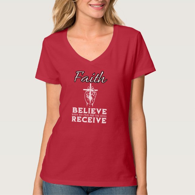 Bible Verse  Red Christian T-Shirt (Front)