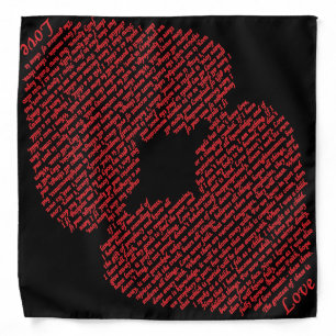 Bible Verse Red Love Heart Christian Word Art Bandana