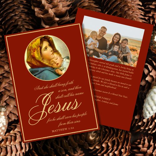 Bible Verse Religious Christmas Card with Photo