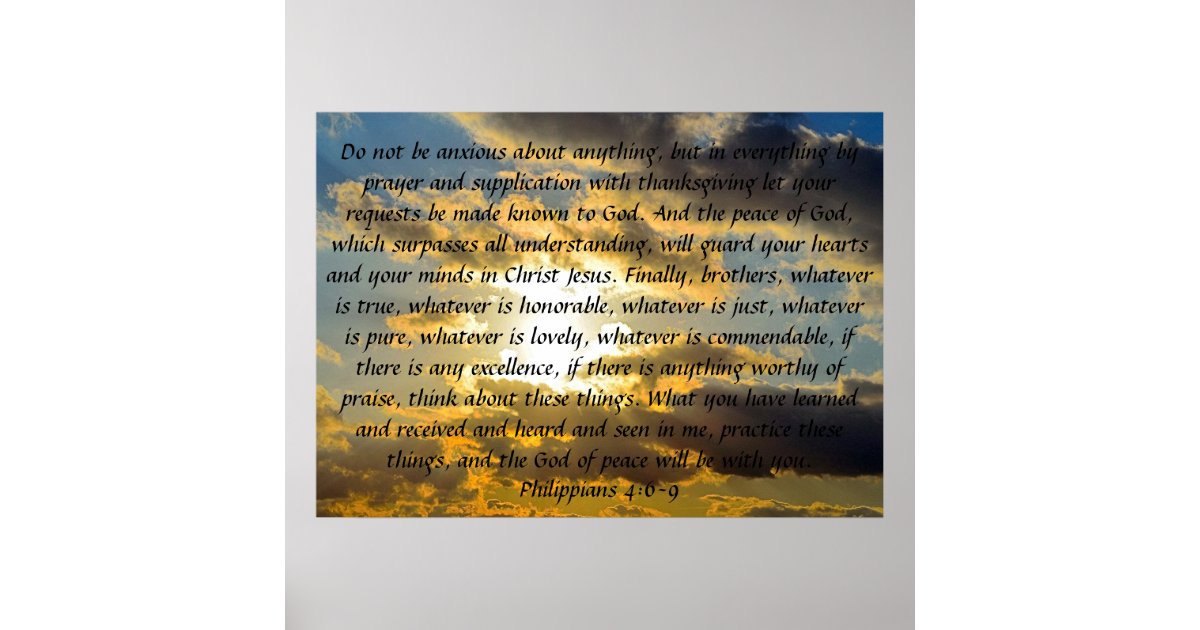 Bible Verse Reminder Philippians 4 6 9 Quot Poster Zazzle Com