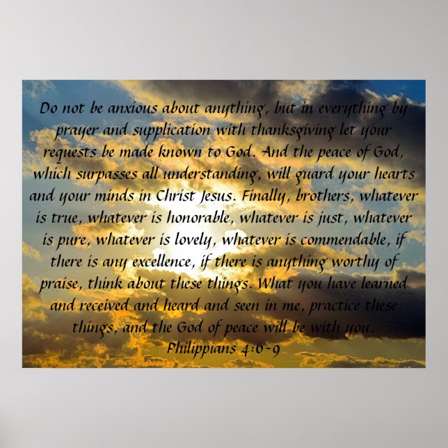 bible verse reminder Philippians 4:6-9" Poster (Front)