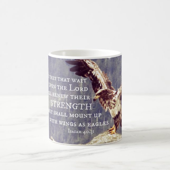 Bible Verse: Renew Strength, Wings as Eagles Coffee Mug (Center)
