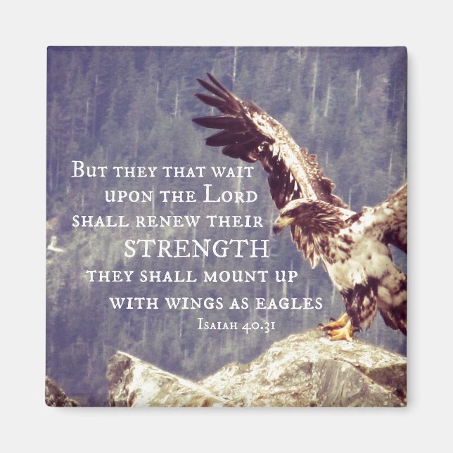 Bible Verse: Renew Strength, Wings as Eagles Magnet (Front)