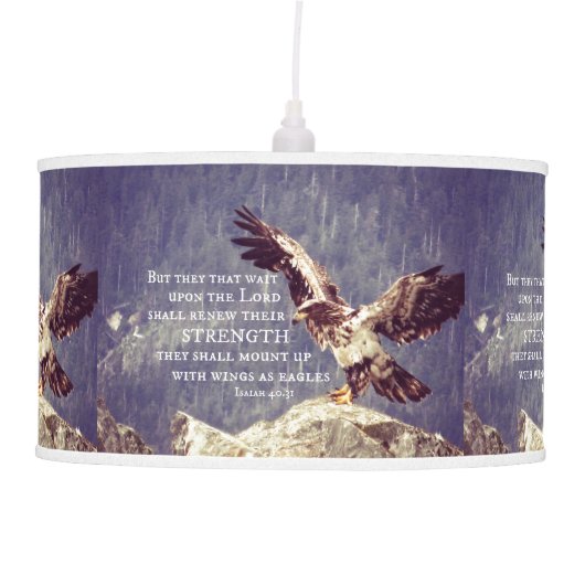Bible Verse: Renew Strength, Wings as Eagles Pendant Lamp (Front)