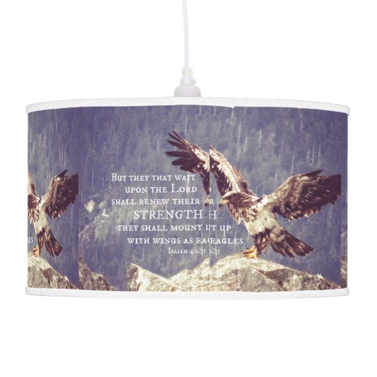 Bible Verse: Renew Strength, Wings as Eagles Pendant Lamp (Back)