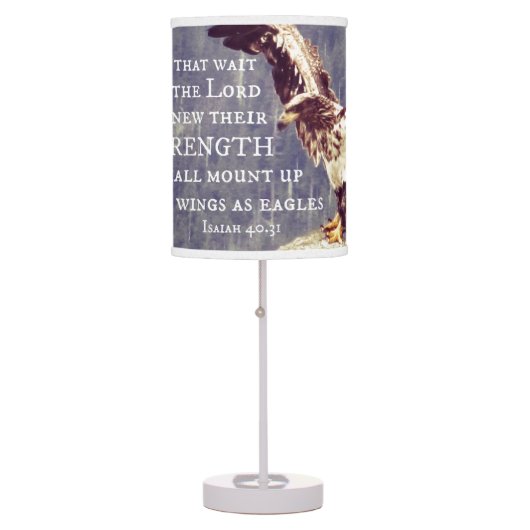 Bible Verse: Renew Strength, Wings as Eagles Table Lamp (Front)