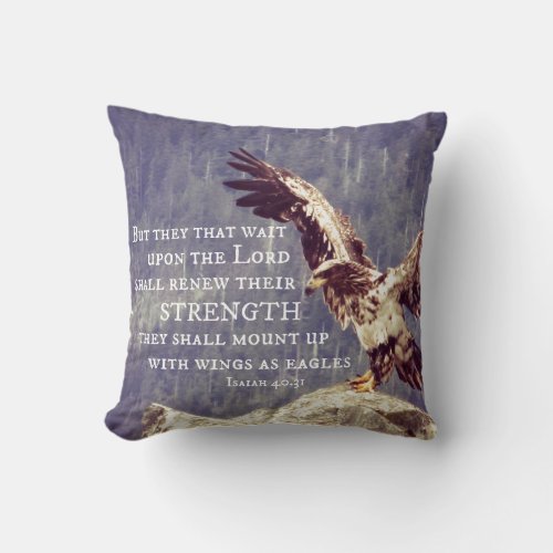 Bible Verse Renew Strength Wings as Eagles Throw Pillow
