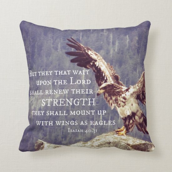 Bible Verse: Renew Strength, Wings as Eagles Throw Pillow