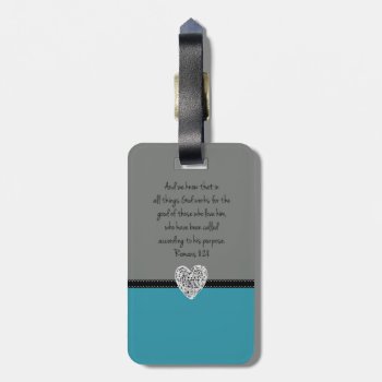 Bible Verse Romans 8:28 Retro Luggage Tag by Christian_Soldier at Zazzle