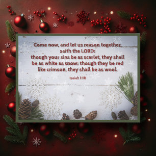 Bible Verse Rustic Woodlands Snowflakes Christmas Holiday Card