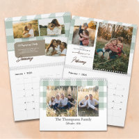 Bible Verse Sage Green Buffalo Plaid Family Photo