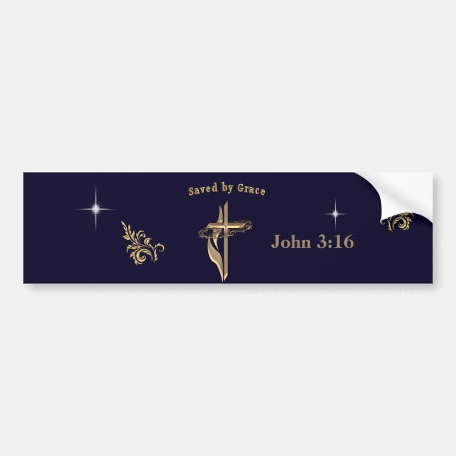 Bible Verse saved by Grace Bumper Sticker (Front)