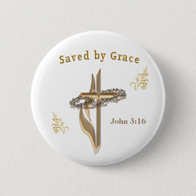 Bible Verse saved by Grace Button (Front)