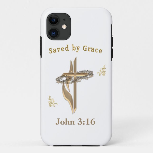 Bible Verse saved by Grace Case-Mate iPhone Case (Back)