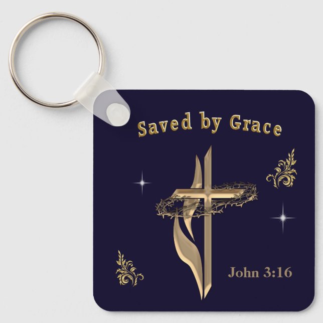 Bible Verse saved by Grace Keychain (Front)