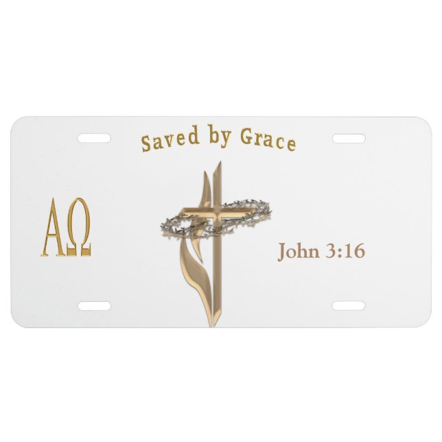 Bible Verse saved by Grace License Plate (Front)