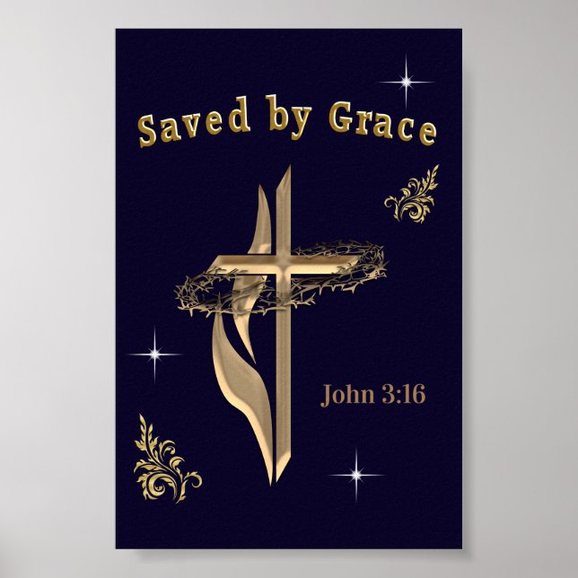 Bible Verse saved by Grace Poster (Front)