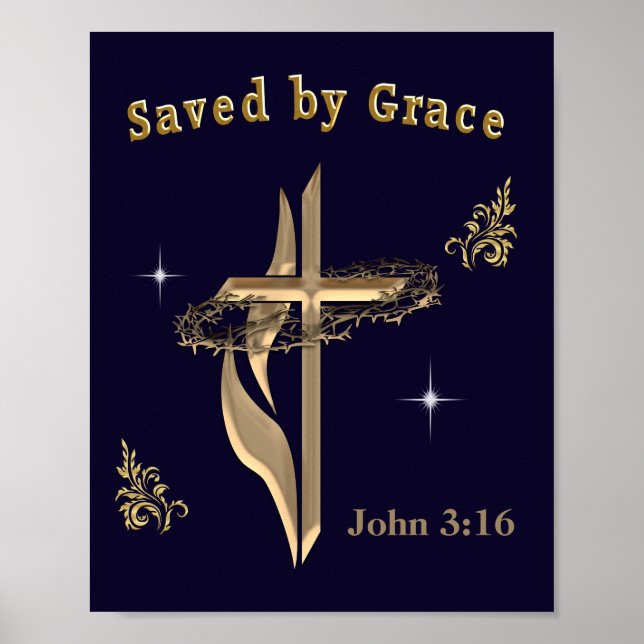 Bible Verse saved by Grace Poster (Front)