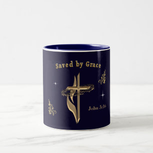 Bible Verse saved by Grace Two-Tone Coffee Mug