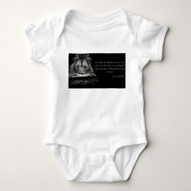 Bible Verse Scripture 1 Peter 5:8 KJV Baby Bodysuit (Front)