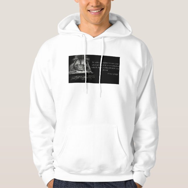 Bible Verse Scripture 1 Peter 5:8 KJV Men's Hoodie (Front)