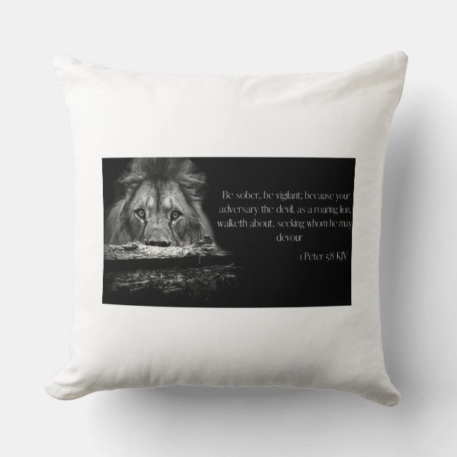 Bible Verse Scripture 1 Peter 5:8 KJV Throw Pillow (Front)