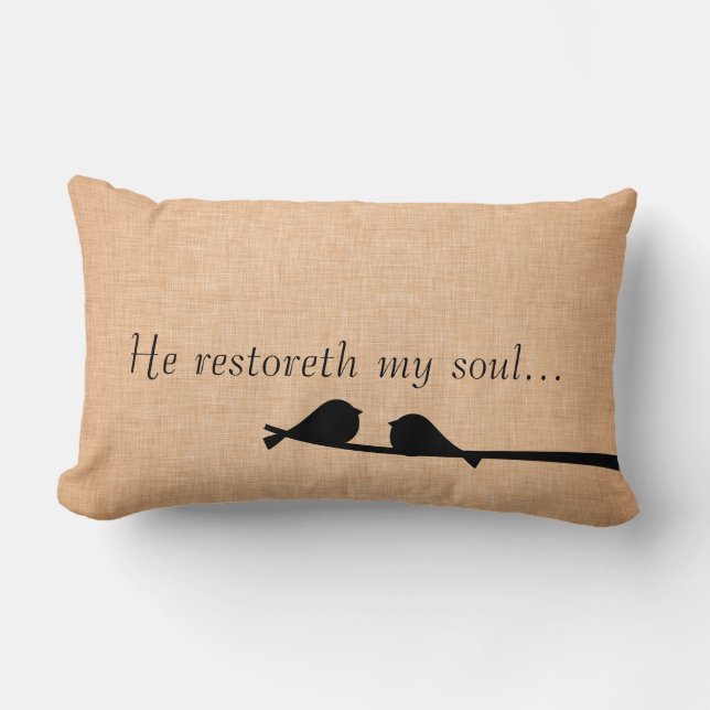 Bible Verse Scripture; Restoreth My Soul Lumbar Pillow (Front)