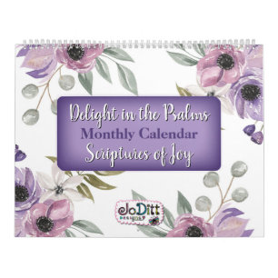 Bible Verse Scriptures Watercolor Floral Monthly Calendar
