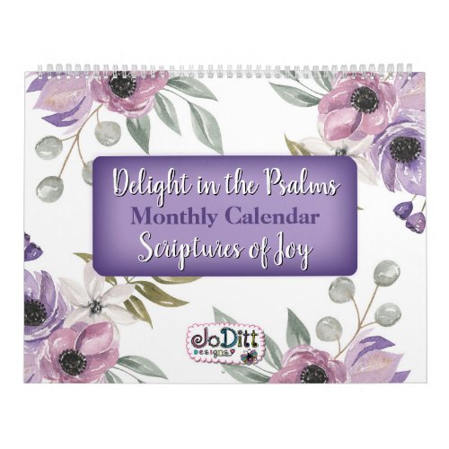 Bible Verse Scriptures Watercolor Floral Monthly  Calendar