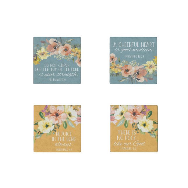 Bible verse set of four  stone magnet (Front)