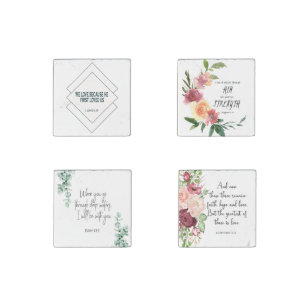 Bible Verse set of four Stone Magnet