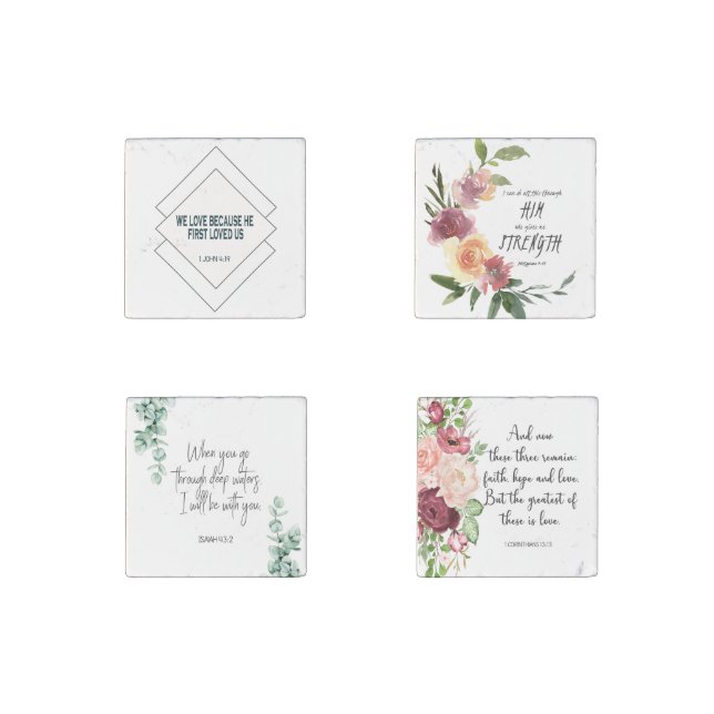 Bible Verse set of four Stone Magnet (Front)